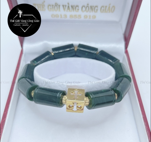 Vòng Mân Côi Đá Cẩm Thạch Trụ