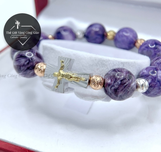 Vòng Mân Côi Đá Mắt Rồng Charoite
